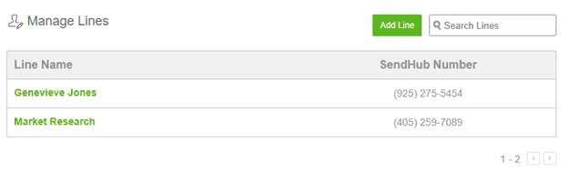 Manage Lines SendHub